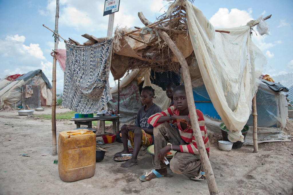 Un camp de personnes déplacées à l'aéroport M'poko à Bangui, la capitale de la République centrafricaine.